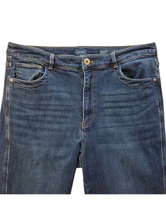 J.Jill Denim High-Rise Boot Cut Jeans Dark Wash Size 14R Cotton Blend Stretch - Picture 3 of 14